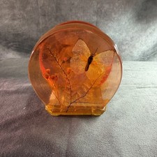 Cast Resin Amber & Green Floral Napkin Holder / Letter Holder with Metal Frame — listing 6