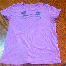 Under Armour Women's Charcoal HeatGear Loose Fit Big Logo T-Shirt, Size XL — listing 6