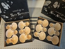 Vintage 1950s Cocktail Sea Servers Set — Pink Lustre Shell Dishes with Glass Cocktail Inserts, Original Boxes — listing 3