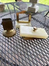 Vintage Brass-Handled Desk Set — Letter Opener and Scissors with Leather Case — listing 4