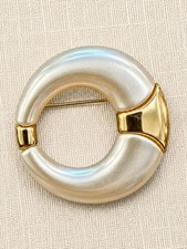 Vintage Gold-Tone Spiral Swirl Faux Pearl Drop Pierced Earrings — listing 3