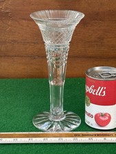 Cut Crystal Trumpet-Form Footed Bud/Flower Vase with Diamond and Fluted Cutting