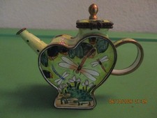 Kelvin Chen Hand-Painted Enamel Miniature Teapot with Floral and Checkerboard Design — listing 4