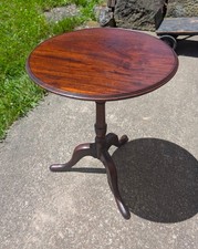 Vintage Mahogany Tripod Pedestal Side Table with Scalloped Tray Top and Spiral-Twist Column — listing 6