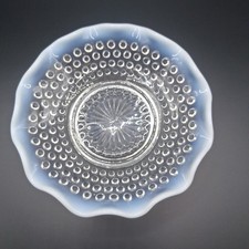 Vintage Moonstone Hobnail Opalescent Glass Two-Handled Bonbon Dish with Crimped Rim — listing 4