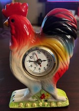 Ceramic Rooster Figural Wall/Desk Clock with Quartz Movement