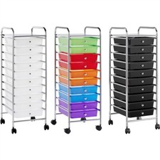 8-Drawer Rolling Storage Cart with Chrome Frame and Ombré Gray Plastic Drawers — listing 5