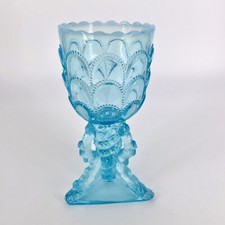 Northwood Beads and Bark Blue Opalescent Vase — listing 3