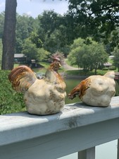 Ceramic Rooster and Hen Figurine Set with Harvest Vegetable Bases — listing 4