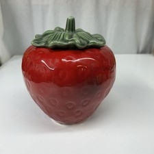 Vintage Figural Strawberry Ceramic Lidded Jar / Canister
