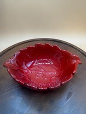 Vintage Orange Glazed Ceramic Leaf-Shaped Bowl — listing 3