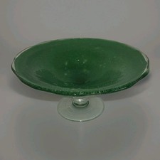 Vintage Clear Bubble/Thumbprint Glass Pedestal Compote / Cake Stand