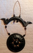 Vintage Thai Bronze Nipple Gong with Etched Sunburst Design, Wall-Hung on Rope — listing 2