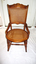 Antique Victorian Cane Back & Seat Nursing Rocking Chair with Hand-Painted Floral Crest — listing 6