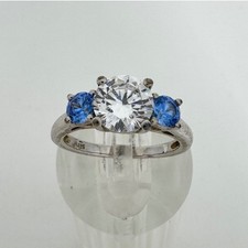 Vintage Three-Stone Cubic Zirconia Cocktail Ring with Accented Shoulders — listing 4