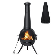 Cast Iron Chiminea Outdoor Fireplace with Mesh Fire Bowl and Chimney Lid — listing 3