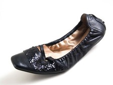 Tod's Black Suede & Patent Leather Ballet Flats with Bow, Size 6 — listing 4