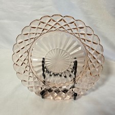 Anchor Hocking Pink Depression Glass "Waterford Waffle" 6-inch Berry Bowl — listing 6