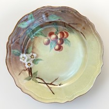 Hand-Painted Porcelain Cherry-Motif Pitcher with Gilt Scalloped Rim — listing 5