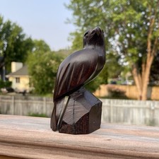 Carved Eagle Figurine in Flight on Rocky Perch with Wings Spread — listing 6
