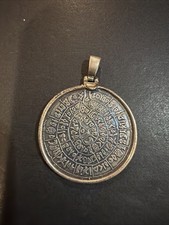 Sterling Silver Phaistos Disc Pendant with Ancient Minoan Hieroglyphic Spiral — listing 3