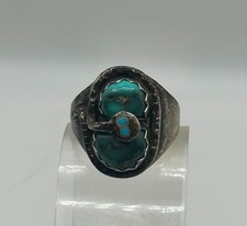 Effie Calavaza Zuni Sterling Silver Turquoise Snake Pendant Necklace