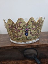 Chinoiserie Bird & Floral Cachepot / Jardinière with Cobalt Blue Scrollwork Ground — listing 6