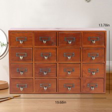 Vintage Library Card Catalog Cabinet, 60-Drawer, Oak with Aluminum Label Holders and Follower Rods
