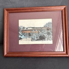 Signed Limited Edition Etching of Covered Bridge "Reflections" 15/50