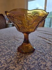 Set of 3 Vintage Carnival Glass Ruffled Compotes / Nappy Bowls — listing 5