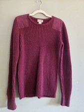 Dark Red Marled Knit Long Sleeve Top with Side Buttons and Elbow Patches — listing 4
