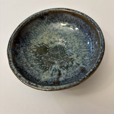 Studio Pottery Bowl with Light Blue Glaze and Incised Artist Signature — listing 6
