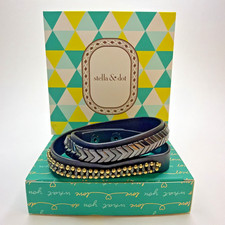 Stella & Dot Silver Bead Leather Wrap Bracelet with Button Closure — listing 6