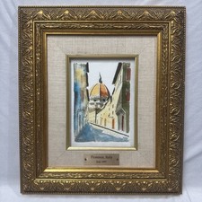 Framed Watercolor Print 'Firenze il Duomo e Orsanmichele' - Florence Italy Cityscape, Pencil Signed and Dated 1995