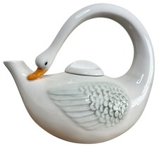 Figural Bird Ceramic Teapot with Overhead Handle and Green Glaze — listing 5