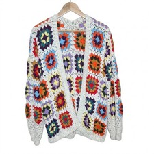 Vintage Granny Square Crochet Patchwork Cardigan in Earth Tones — listing 5