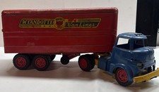 Antique Pressed Steel Model A Coupe Toy Car, Blue with Yellow Disc Wheels — listing 3