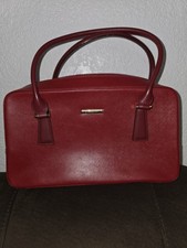Burberry Red Saffiano Leather Structured Tote Handbag with House Check Lining