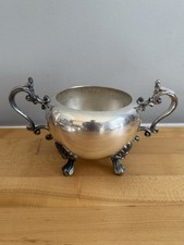 Antique Silver Plated Sugar Scuttle with Hinged Lid on Pedestal Base — listing 3