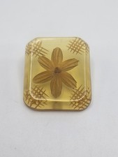 Vintage Bakelite Carved Apple Juice Yellow 2-Hole Button — listing 3