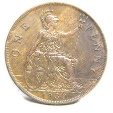 1930 King George V British One Penny Bronze Coin — listing 4