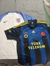 Lot of 2 Soccer Jerseys: Nike PSG 2024/25 Home (Blue/Red/White) & adidas Real Madrid 2021/22 UCL Final Paris Home (White/Gold/Blue) — listing 2