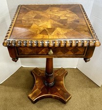 Louis XV Style Tripod Pedestal Side Table with Leather Top, Brass Gallery & Ormolu Mounts — listing 2