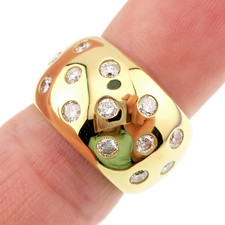 18K diamond 18K Yellow Gold Wide Band Diamond Ring with Bezel-Set Center Stone — listing 3