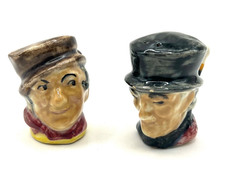 Pair of Miniature Toby / Character Jug Salt and Pepper Shakers, Elderly Man and Woman Faces Other maker's mark