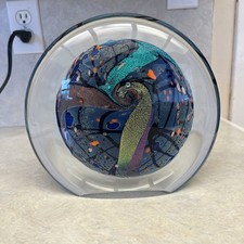 Rollin Karg Signed Dichroic Art Glass Disc Sculpture, 2006