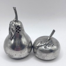 Vintage Figural Pewter Apple & Pear Salt and Pepper Shaker Set — listing 2