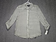 IZ Byer Women's Black and White Colorblock Button-Up Top, Size S — listing 2