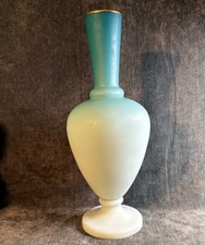 White Cased Glass Bottle Vase with Black Rim