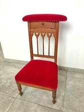 Pair of Antique French Prie-Dieu Prayer Chairs with Rush Seats — listing 6